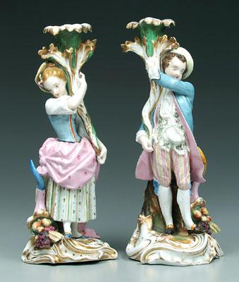 Pair porcelain figural candlesticks: