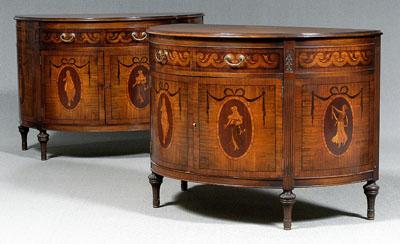 Pair Adam style inlaid commodes  9428a
