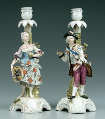 Pair Meissen figural candlesticks: