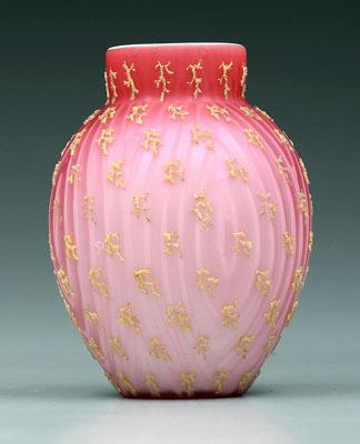 Mother-of-pearl coralene vase, moiré