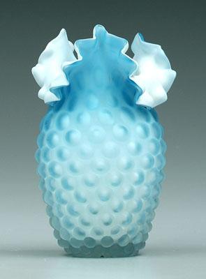 Mother of pearl hobnail vase blue 942de