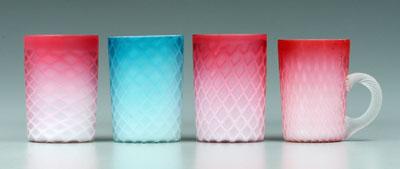 Four mother-of-pearl tumblers, cups,