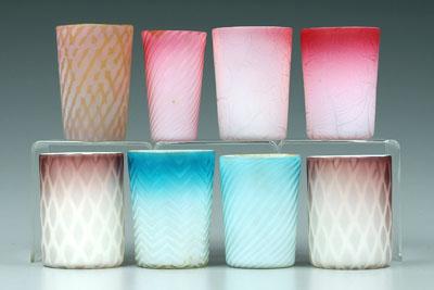 Eight mother-of-pearl glass tumblers: