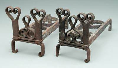 Pair hand wrought iron andirons  942f6