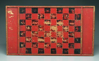 Painted game board, pine with red