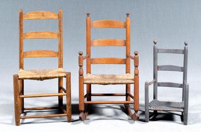 Three country ladder back chairs  94308