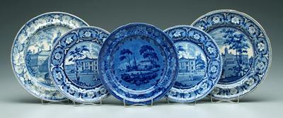 Five blue transfer plates historic 9430e