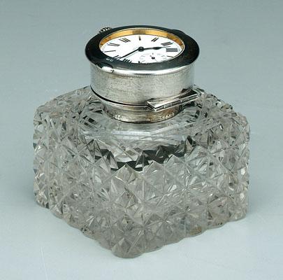 Cut glass and English silver inkwell  93f4f