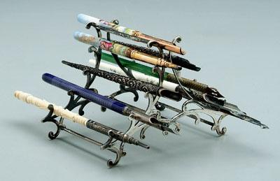 Sterling pen rack and pens: Gorham