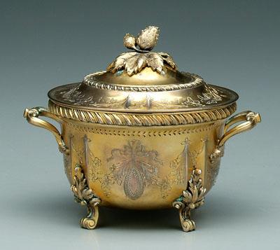 Portuguese silver covered pot, round