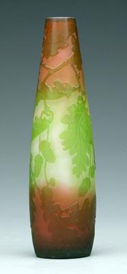 Gallé cameo glass vase, green