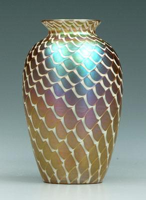 Quezal vase, iridescent gold, green