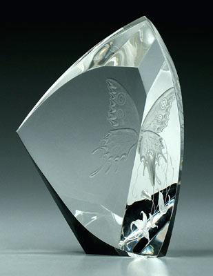 Steuben butterfly, engraved crystal