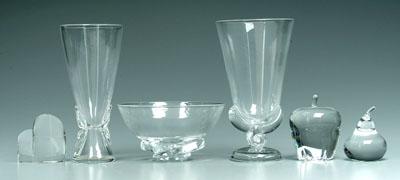 Six pieces clear Steuben glass: