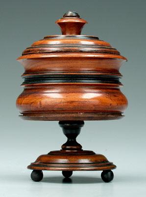 Lidded treenware vessel, English