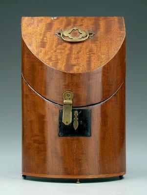 Mahogany knife box, rounded front,