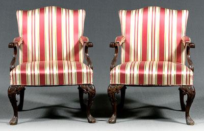 Pair George III style open armchairs: