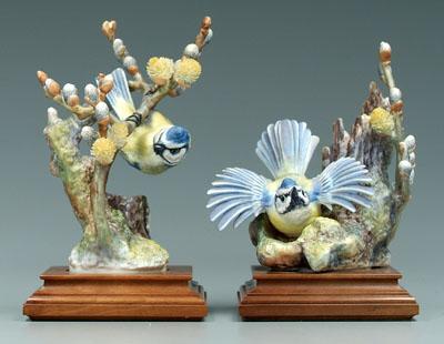 Two Doughty bird figurines blue 93ff0