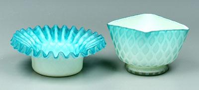 Two blue mother of pearl dishes  9403c