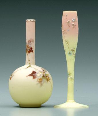 Two decorated Burmese bud vases,