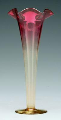 Amberina lily vase, base marked