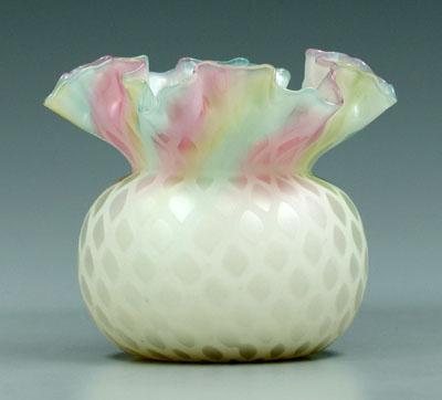 Rainbow satin glass vase, fluted