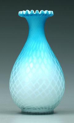 Mother-of-pearl blue satin glass vase,