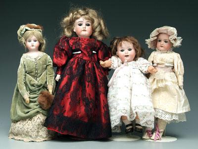 Four bisque head dolls one with 940a6