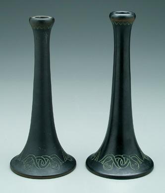 Pair Norse art pottery candlesticks  944af