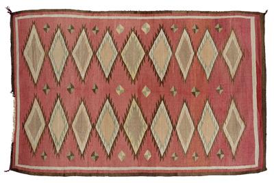 Finely woven Navajo rug, two rows