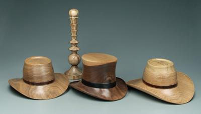 Three wooden hats: turned from