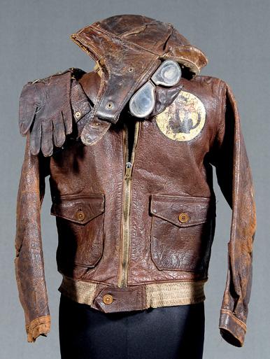 Stunt pilot's gear: leather jacket