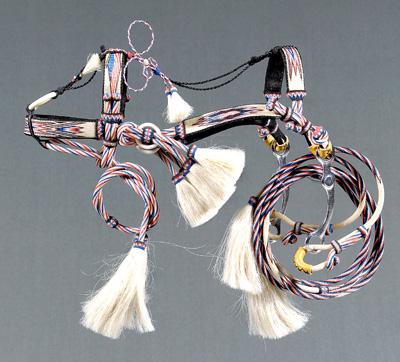 Woven horsehair bridle multi colored 9455b