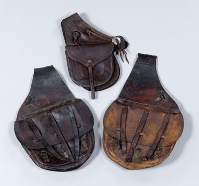 Two leather saddlebags: one Fraser