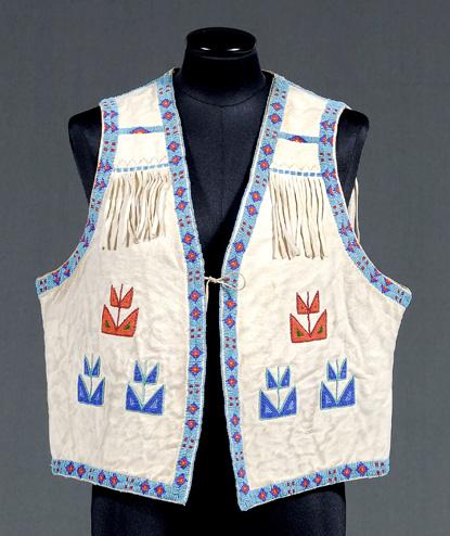 Beaded vest white leather with 94575