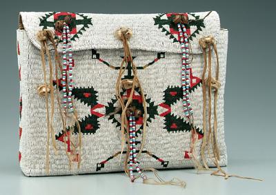 Beaded leather bag sinew sewn  94579