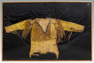 Beaded hide shirt, areas of fine