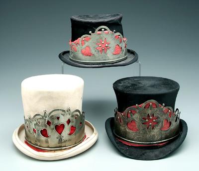 Three silver mounted tophats: two