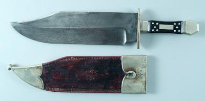Bowie style display knife, blade inscribed
