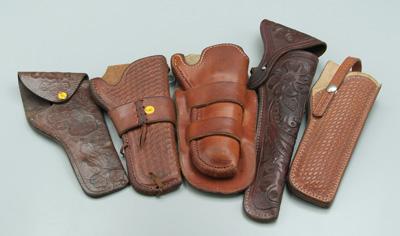 Five leather holsters, 1940s-1960s: