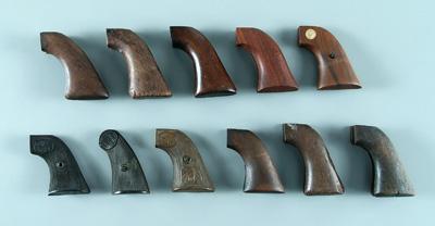 Eleven pairs old revolver grips,