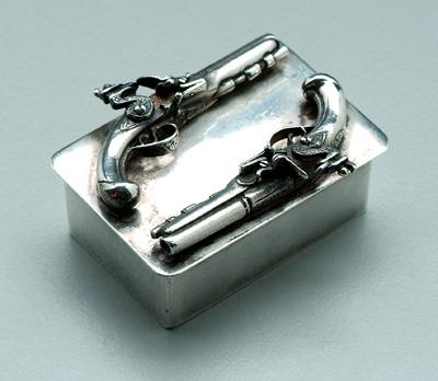 English silver pistol pillbox  94626