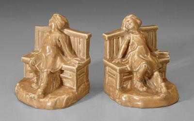 Pair Rookwood bookends: girls seated