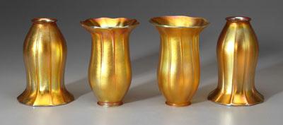 Set of four Quezel art glass shades: