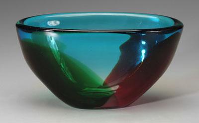 Murano Sommerso bowl, tapered oval internally