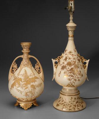 Royal Worcester ceramic lamp, vase,