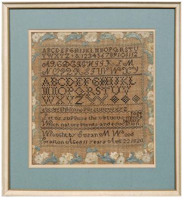 1820 alphabet and verse sampler  9469a