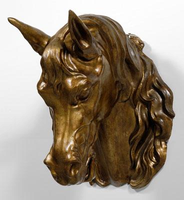 Zinc horse head, probably French, 19-1/2
