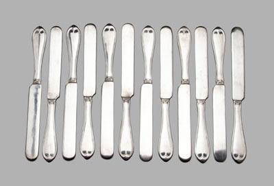 Set of 12 coin silver knives oval 946b2