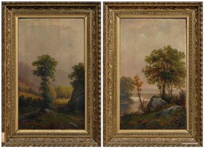 Pair late 19th century landscapes: meadow,